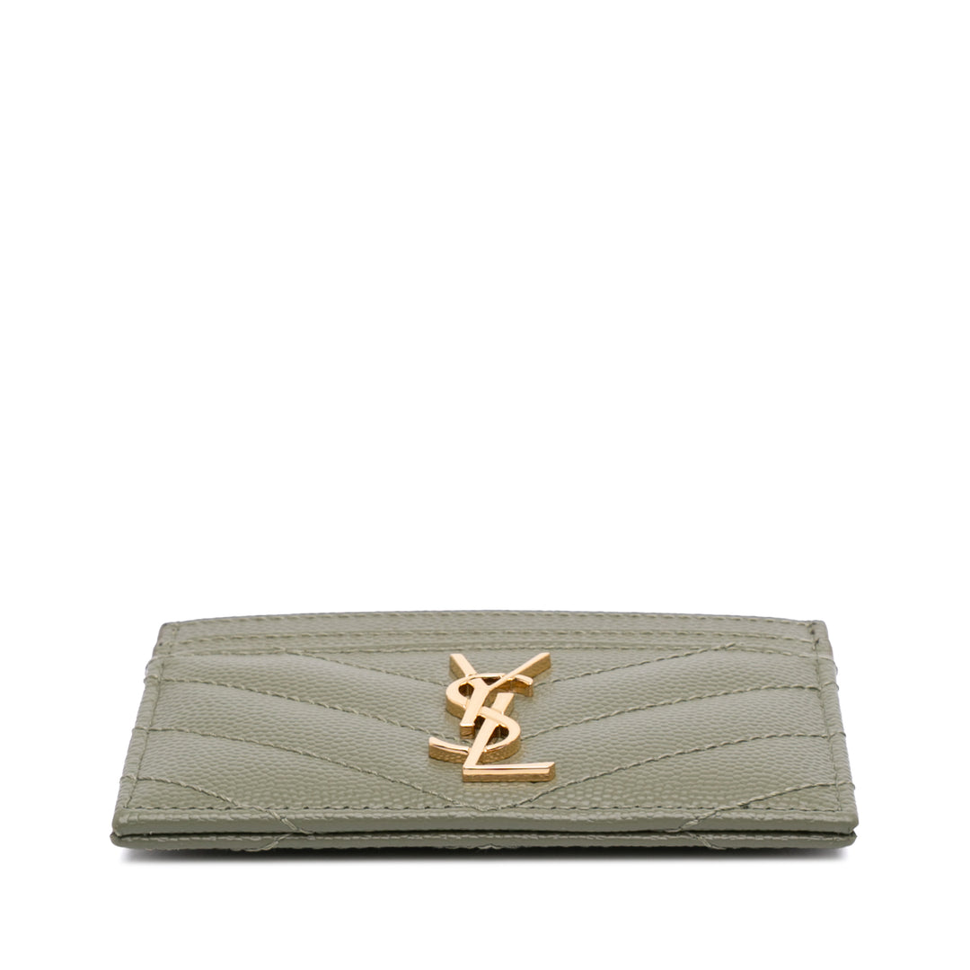 Saint Laurent Grain de Poudre Matelasse Chevron Cassandre Card Holder