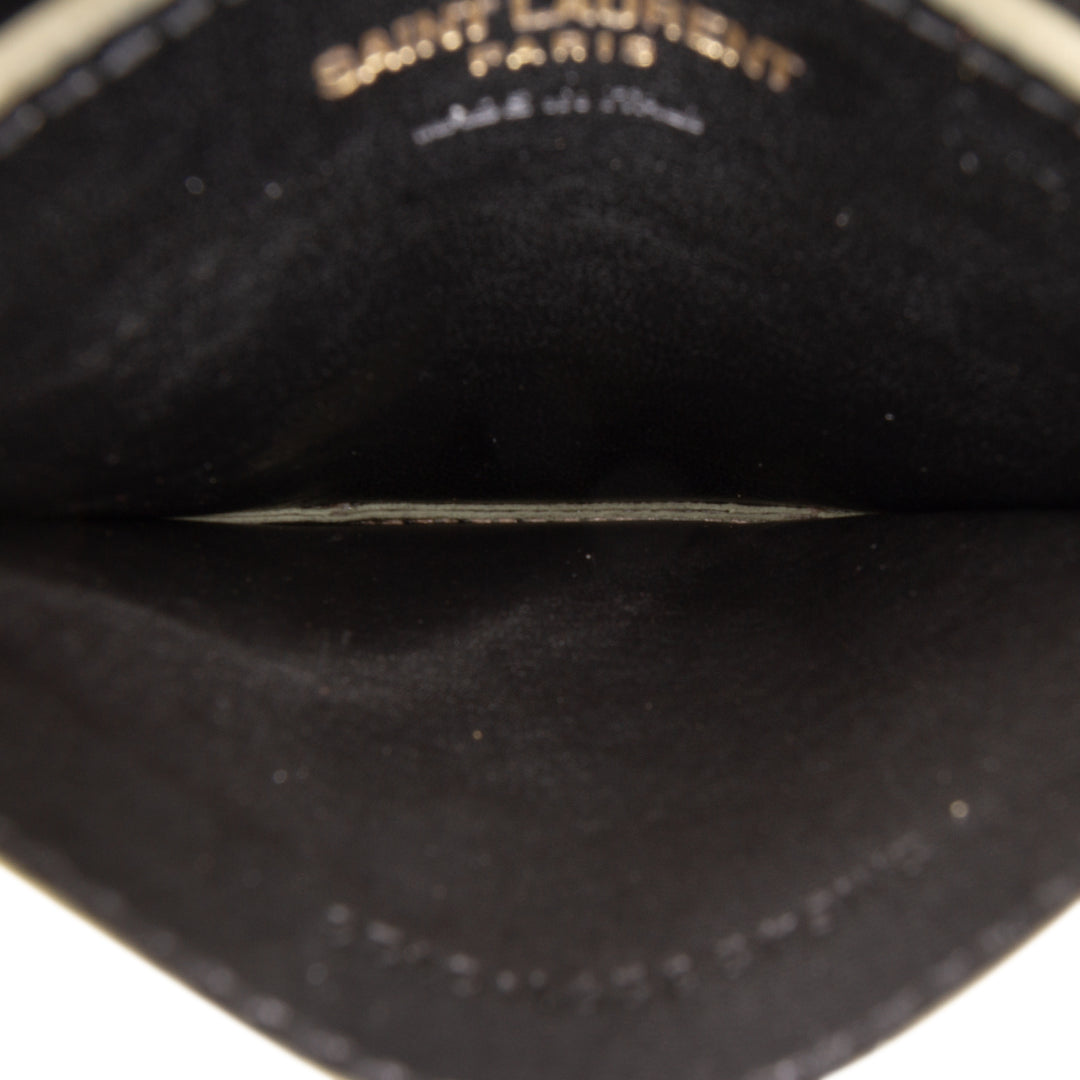 Saint Laurent Grain de Poudre Matelasse Chevron Cassandre Card Holder