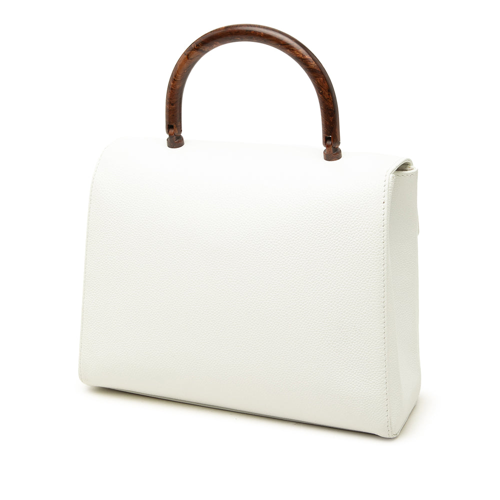 Chanel Sac à main CC Kelly Wood à Cuir caviar Blanc – vue 2 – GABY PARIS