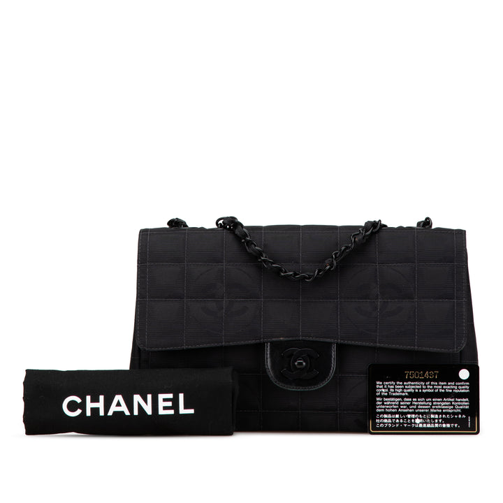 Chanel New Travel Line Medium Nylon Simple rabat Noir