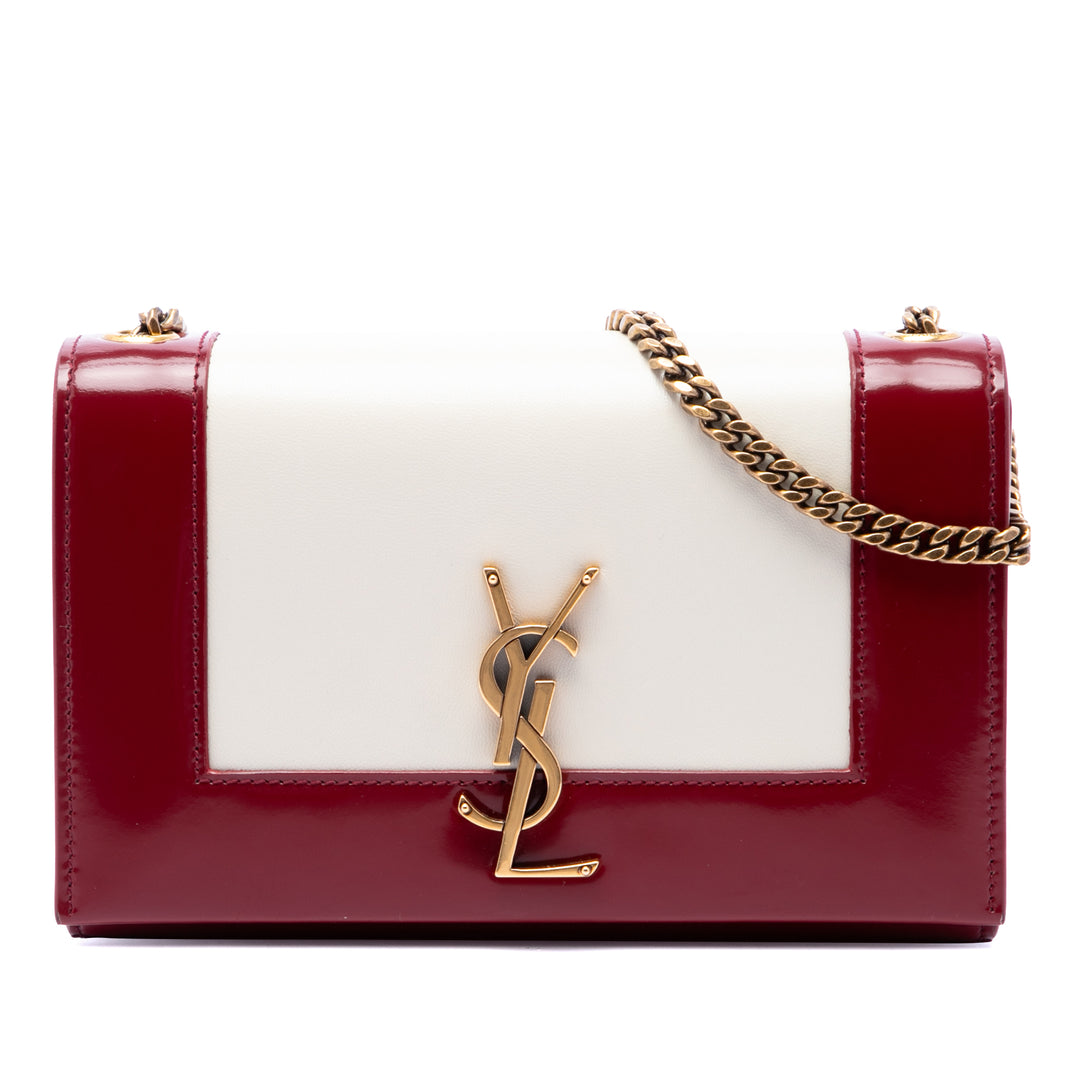 Saint Laurent Bicolore et Kate Chaîne Sac Petit Cuir d'agneau Blanc – vue principale – GABY PARIS