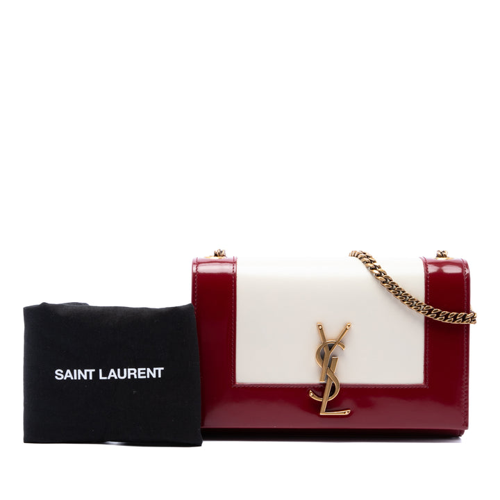 Saint Laurent Bicolore et Kate Chaîne Sac Petit Cuir d'agneau Blanc – vue 7 – GABY PARIS
