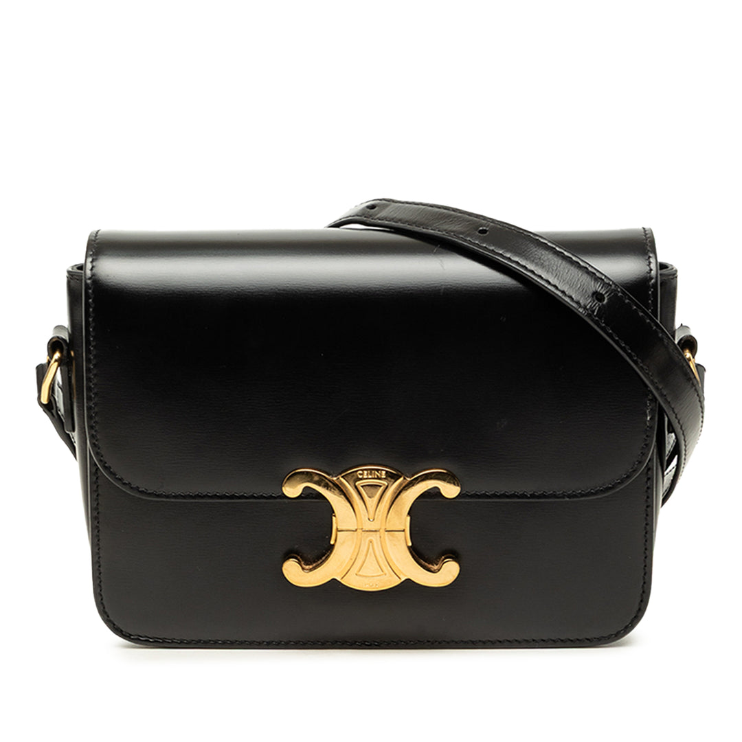 Celine brillant Triomphe Sac Teen Cuir de veau Noir – vue principale – GABY PARIS