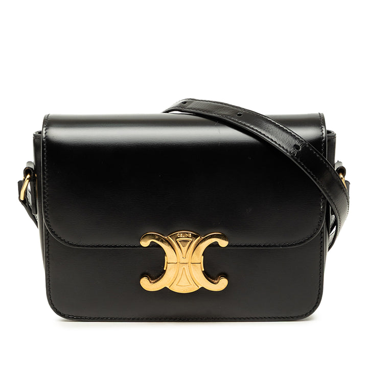 Celine brillant Triomphe Sac Teen Cuir de veau Noir – vue principale – GABY PARIS
