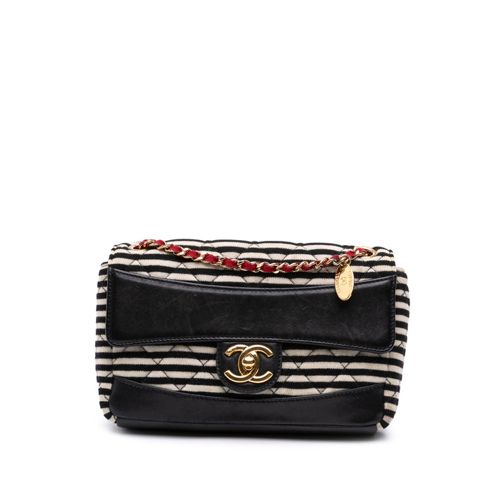 Small Quilted Jersey Coco Sailor Single Flap White - Gaby Paris