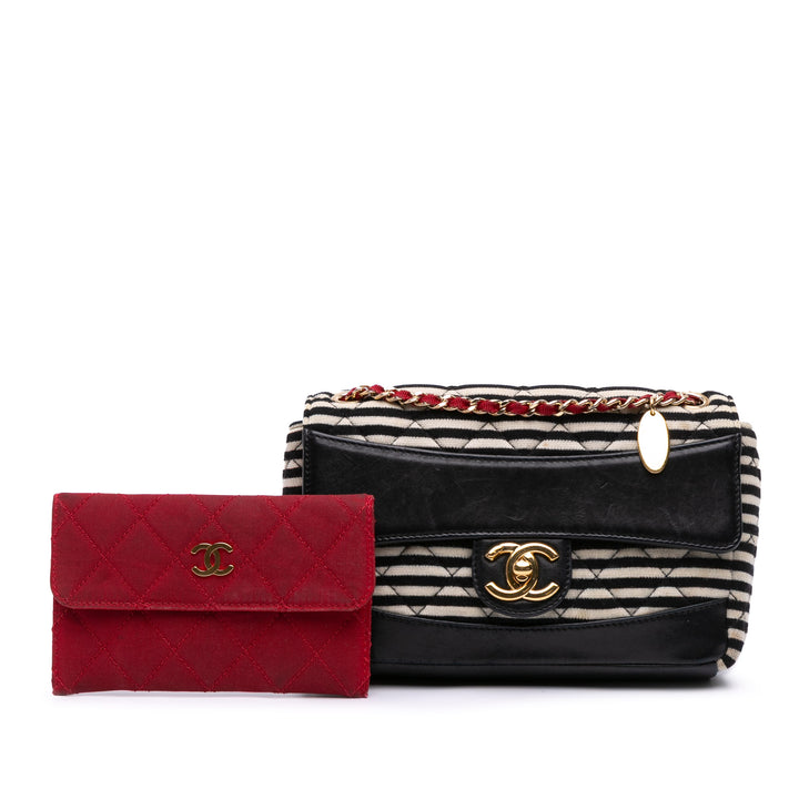 Small Quilted Jersey Coco Sailor Single Flap White - Gaby Paris