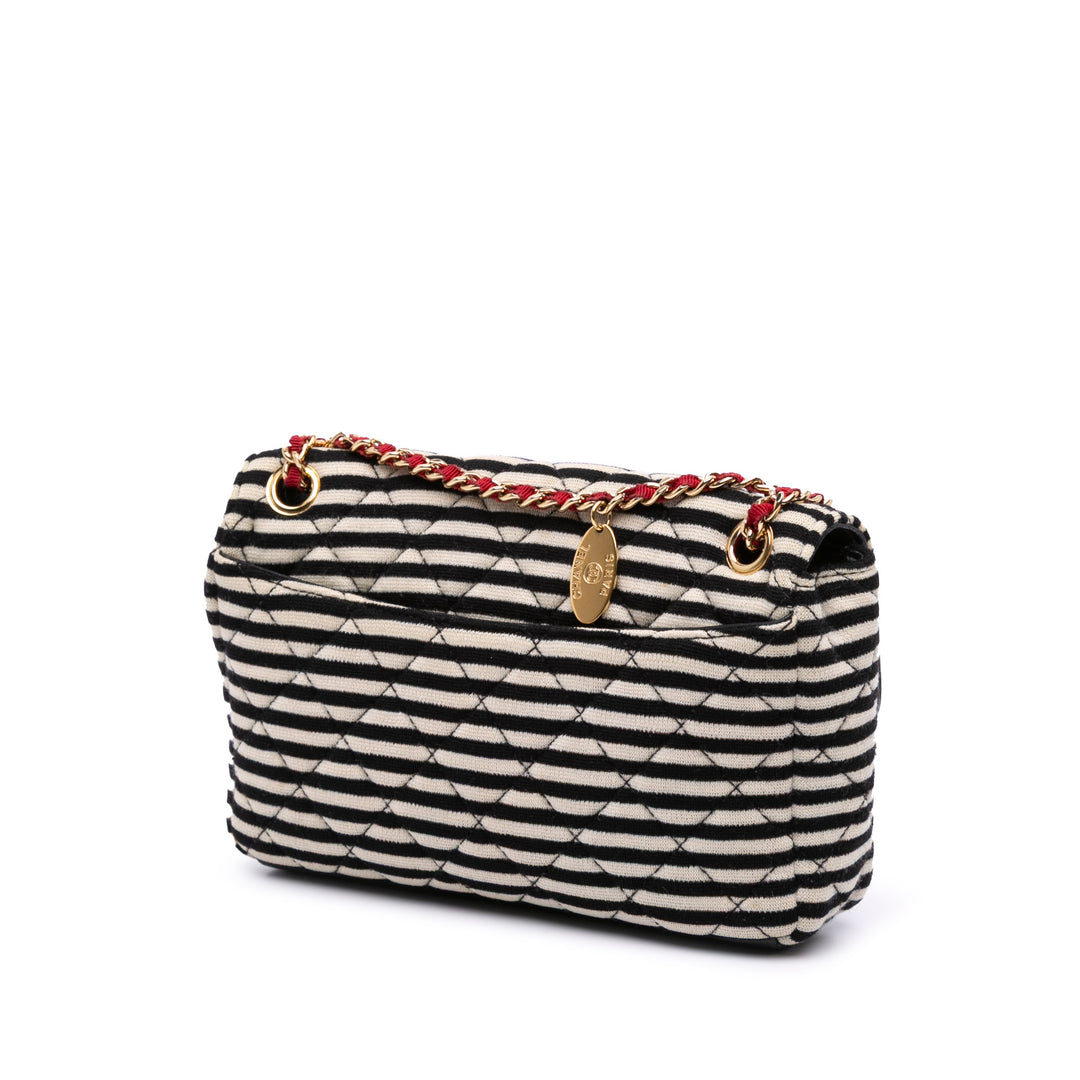 Small Quilted Jersey Coco Sailor Single Flap White - Gaby Paris