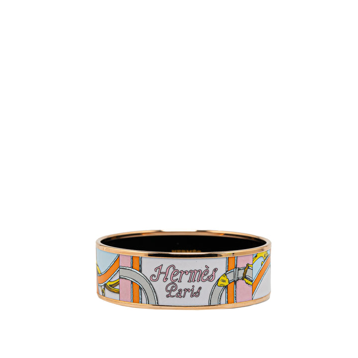 Wide L Instruction Du Roy Enamel Bangle 65 White - Gaby Paris