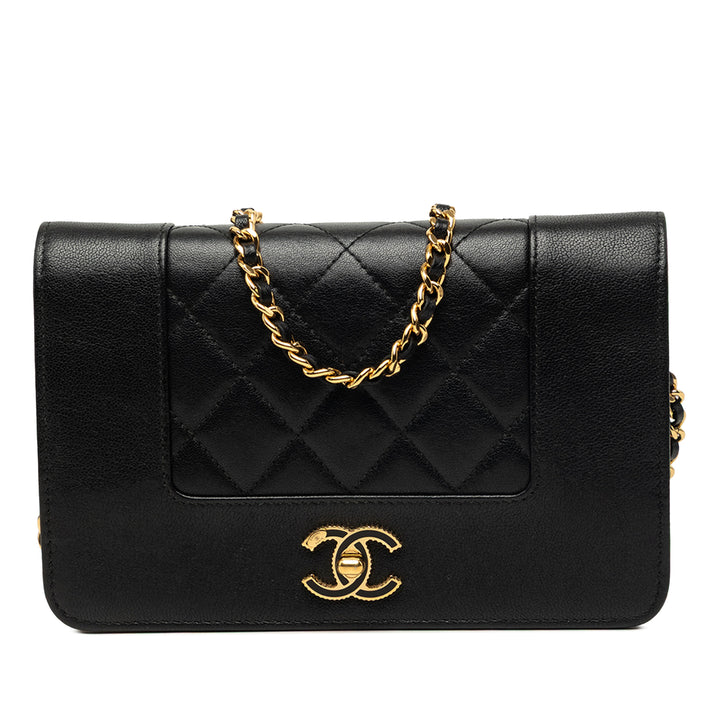 Matelassé Mademoiselle Wallet on Chain Cuir d'agneau Noir