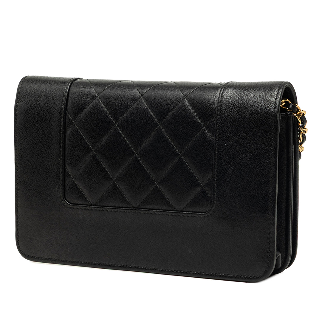 Matelassé Mademoiselle Wallet on Chain Cuir d'agneau Noir
