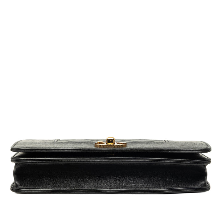 Matelassé Mademoiselle Wallet on Chain Cuir d'agneau Noir