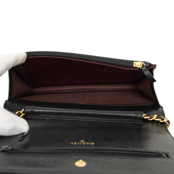 Matelassé Mademoiselle Wallet on Chain Cuir d'agneau Noir