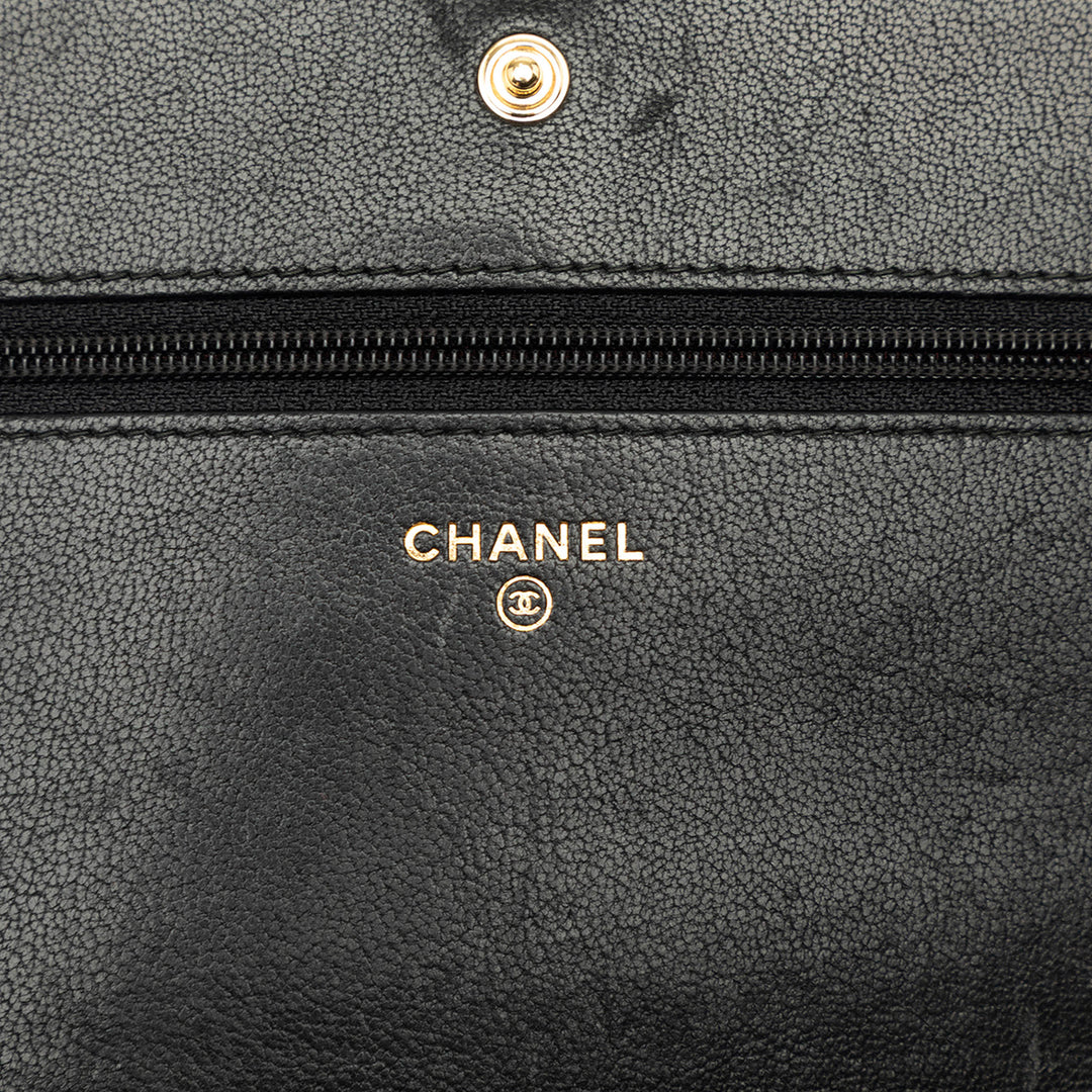 Matelassé Mademoiselle Wallet on Chain Cuir d'agneau Noir