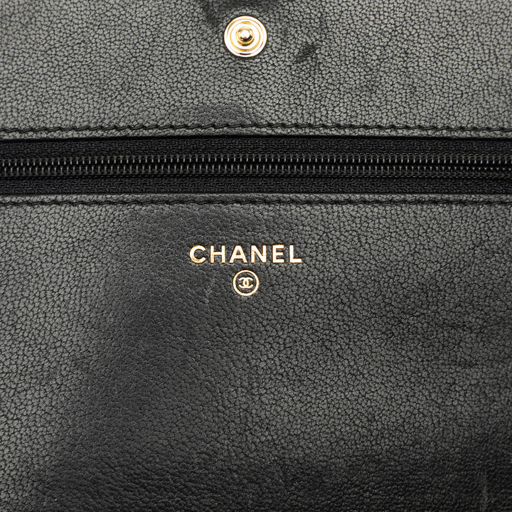 Matelassé Mademoiselle Wallet on Chain Cuir d'agneau Noir