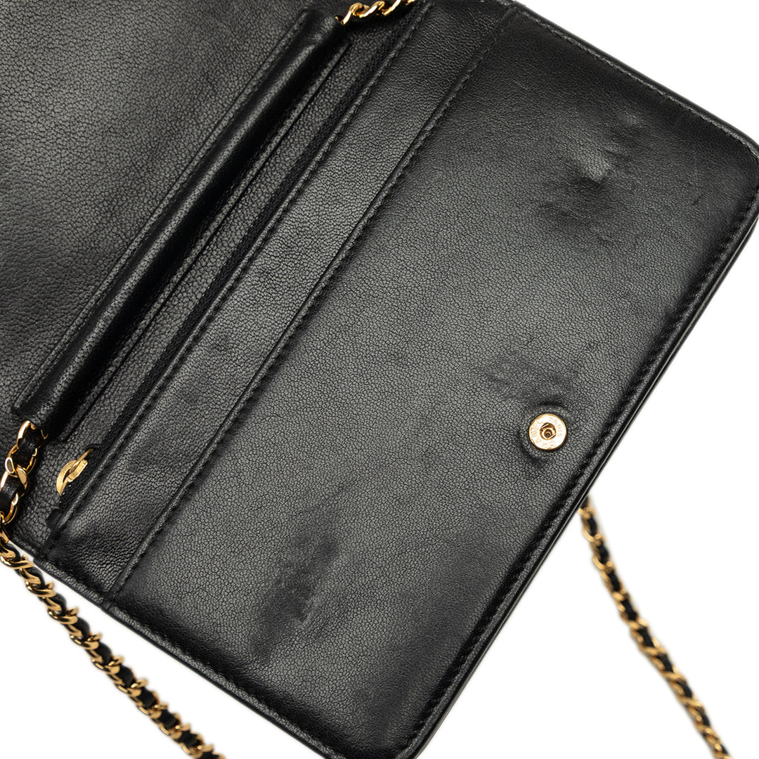 Matelassé Mademoiselle Wallet on Chain Cuir d'agneau Noir