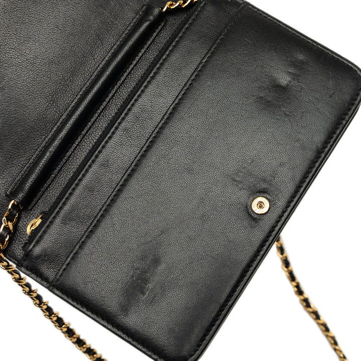 Matelassé Mademoiselle Wallet on Chain Cuir d'agneau Noir
