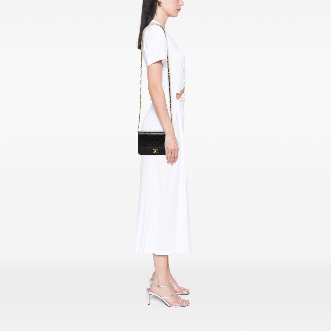 Matelassé Mademoiselle Wallet on Chain Cuir d'agneau Noir