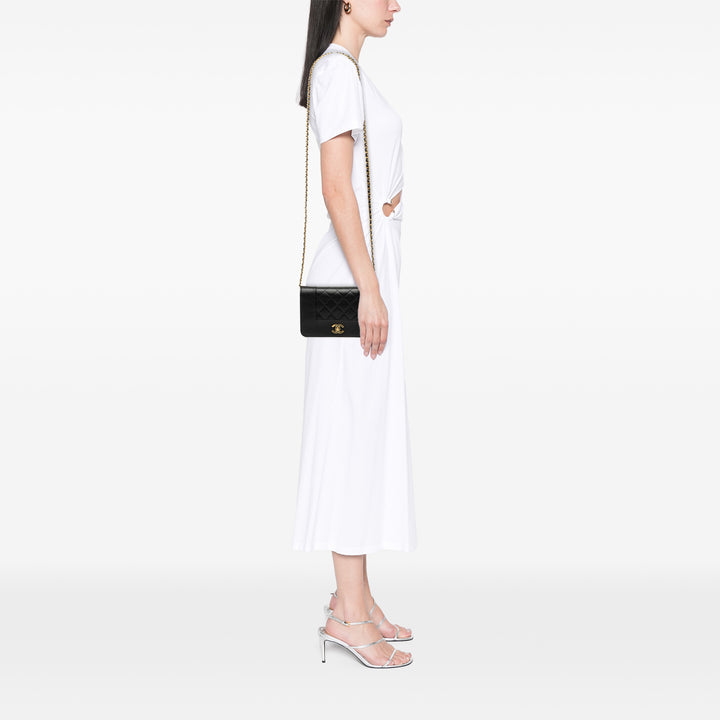 Matelassé Mademoiselle Wallet on Chain Cuir d'agneau Noir