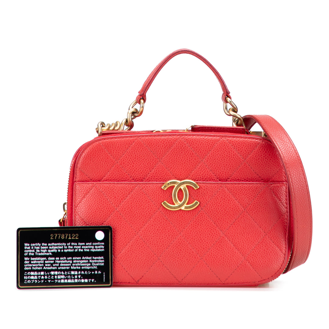 Small Quilted Caviar Top Handle Camera Bag Red - Gaby Paris