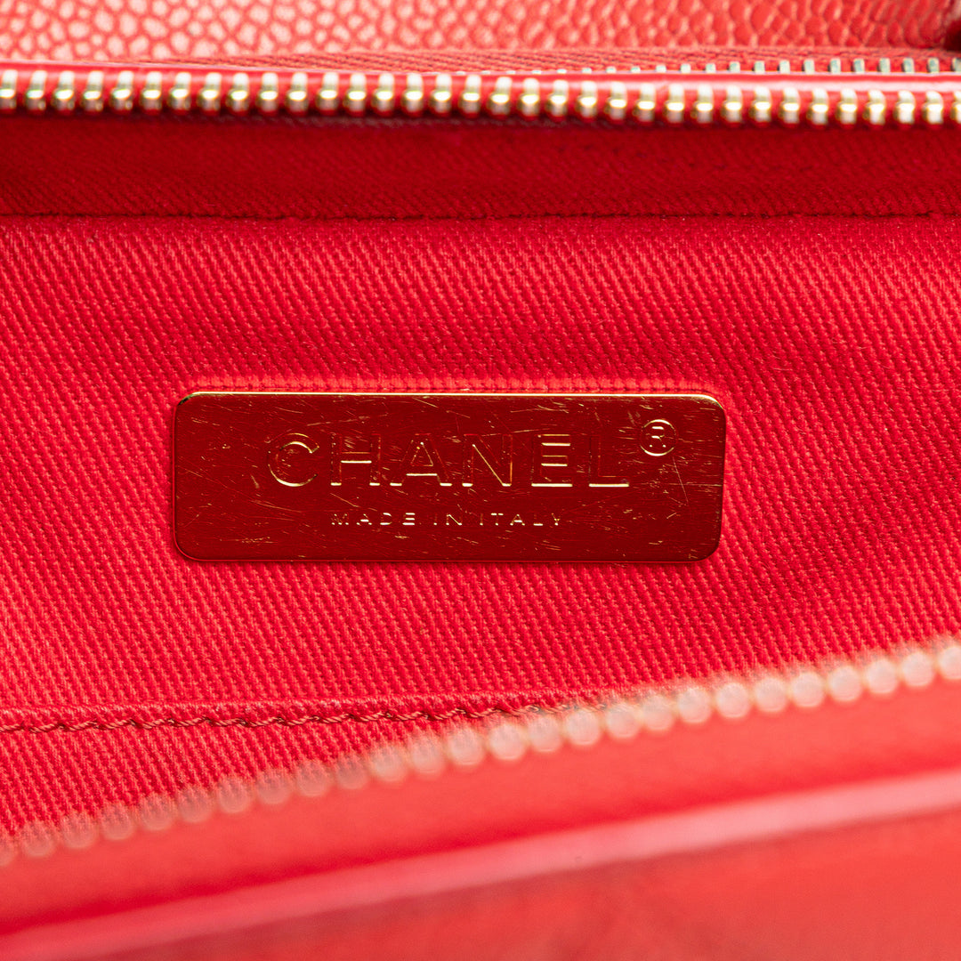Small Quilted Caviar Top Handle Camera Bag Red - Gaby Paris