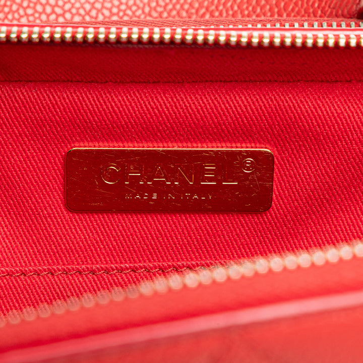 Small Quilted Caviar Top Handle Camera Bag Red - Gaby Paris