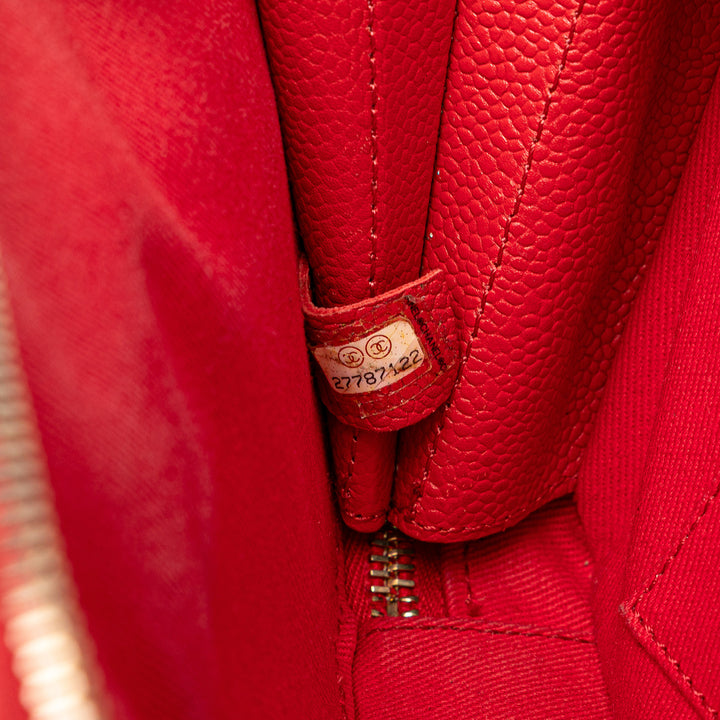 Small Quilted Caviar Top Handle Camera Bag Red - Gaby Paris