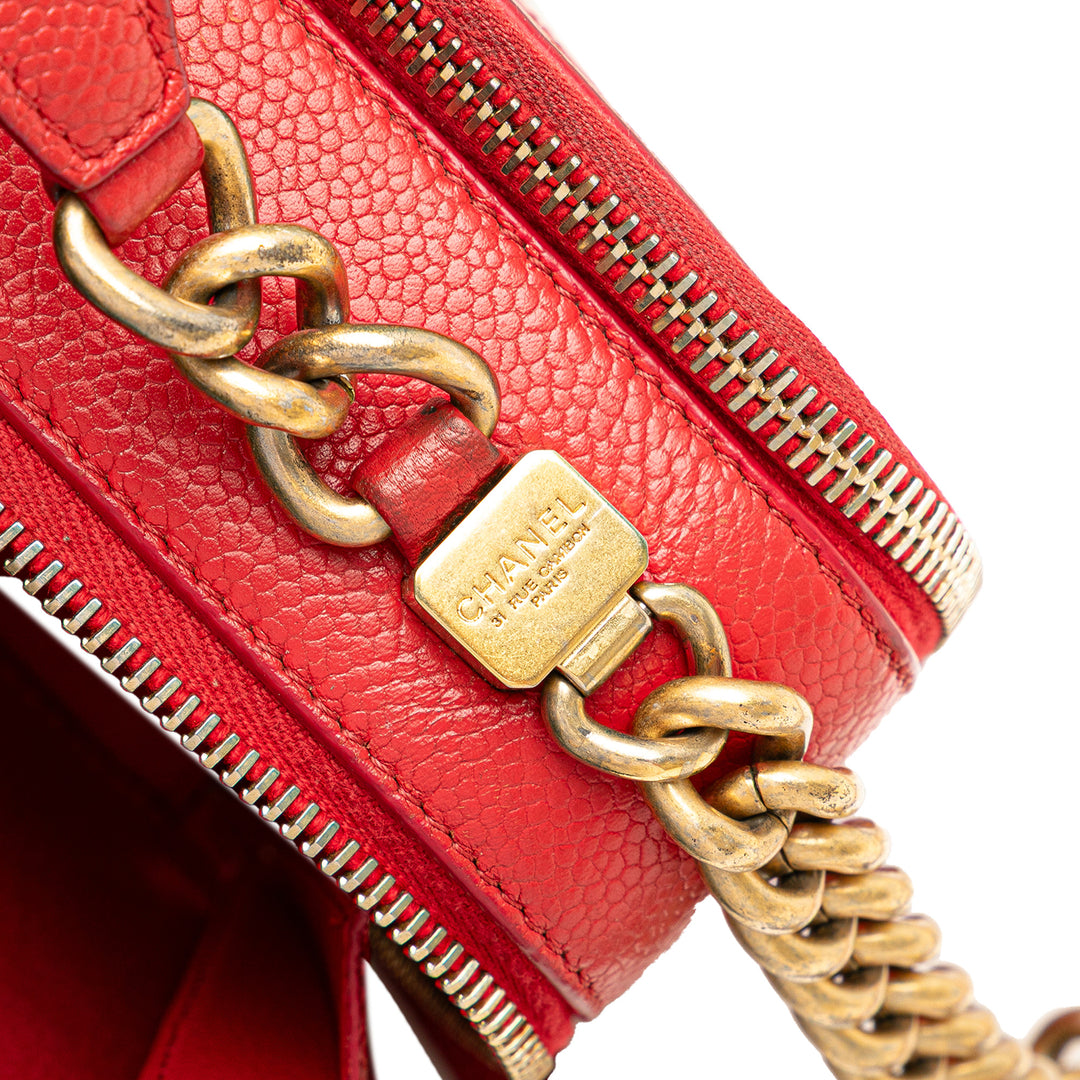 Small Quilted Caviar Top Handle Camera Bag Red - Gaby Paris
