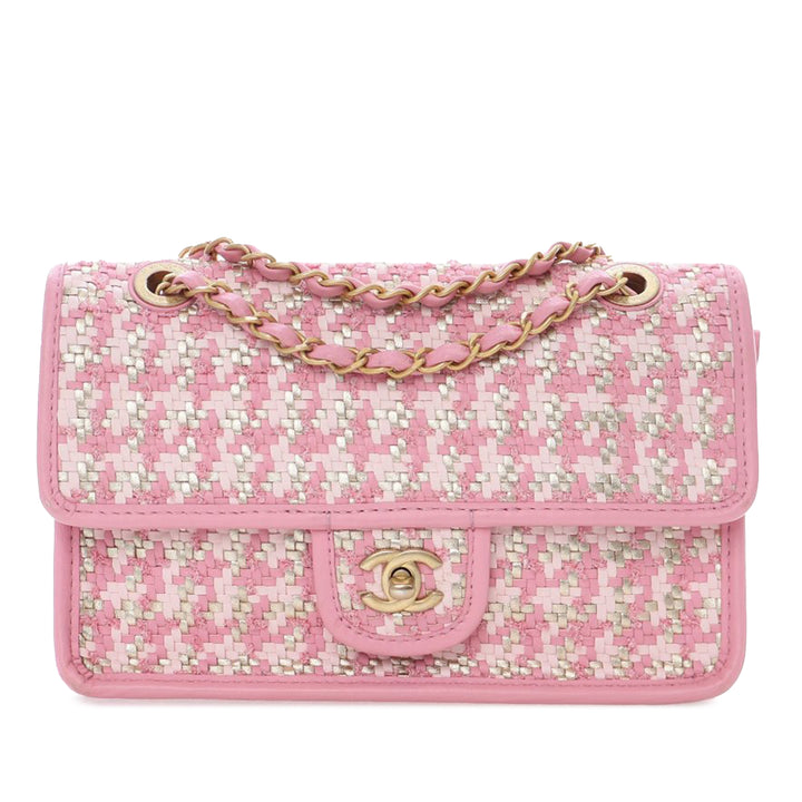 Chanel Small Woven Cuir d’agneau et Viscose Simple rabat