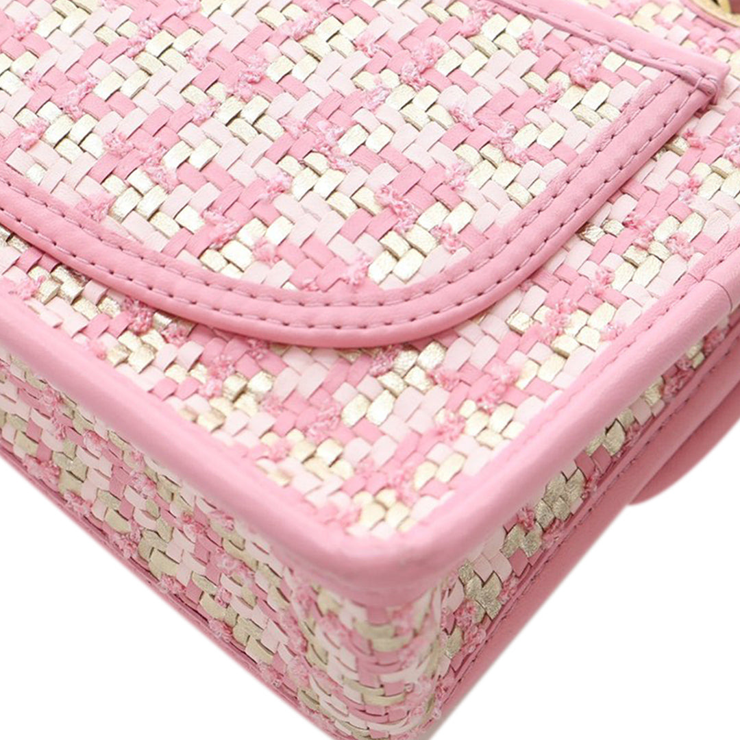 Chanel Small Woven Cuir d’agneau et Viscose Simple rabat