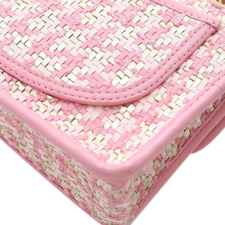 Chanel Small Woven Cuir d’agneau et Viscose Simple rabat