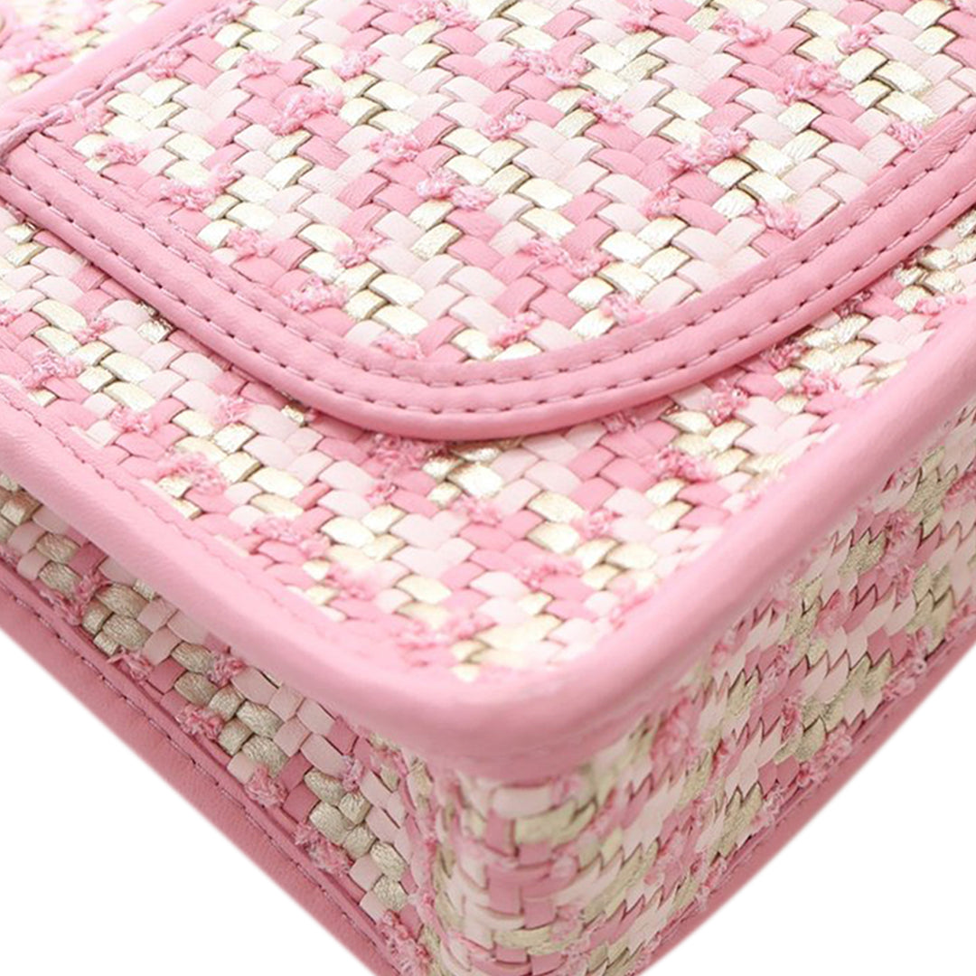 Chanel Small Woven Cuir d’agneau et Viscose Simple rabat