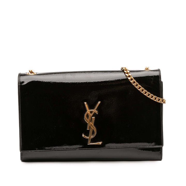 Saint Laurent Medium Cuir verni Monogram Kate Sac porté croisé Noir – GABY PARIS Authentique
