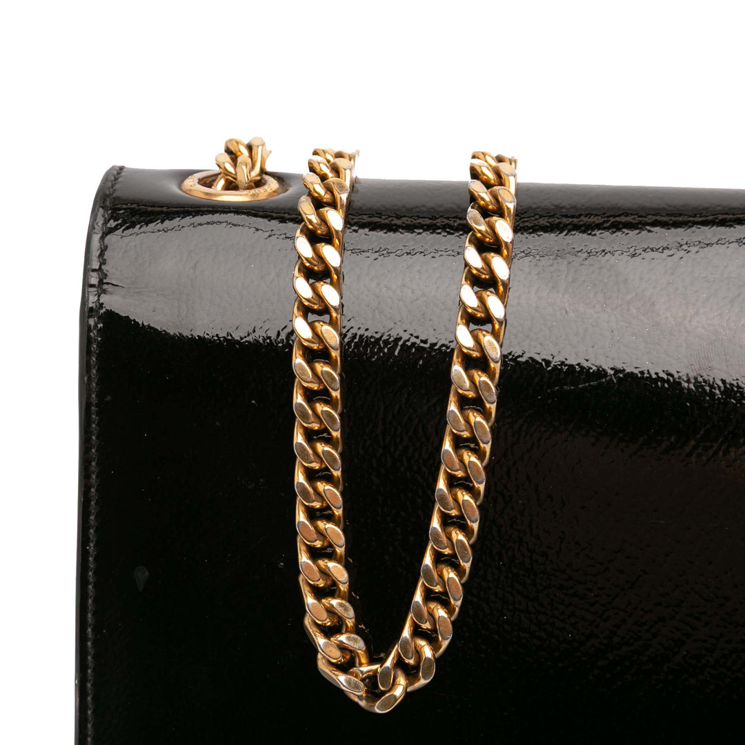 Saint Laurent Medium Cuir verni Monogram Kate Sac porté croisé Noir – GABY PARIS Authentique