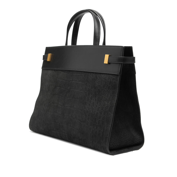 Saint Laurent Small Cuir Croc embossé Manhattan Sac