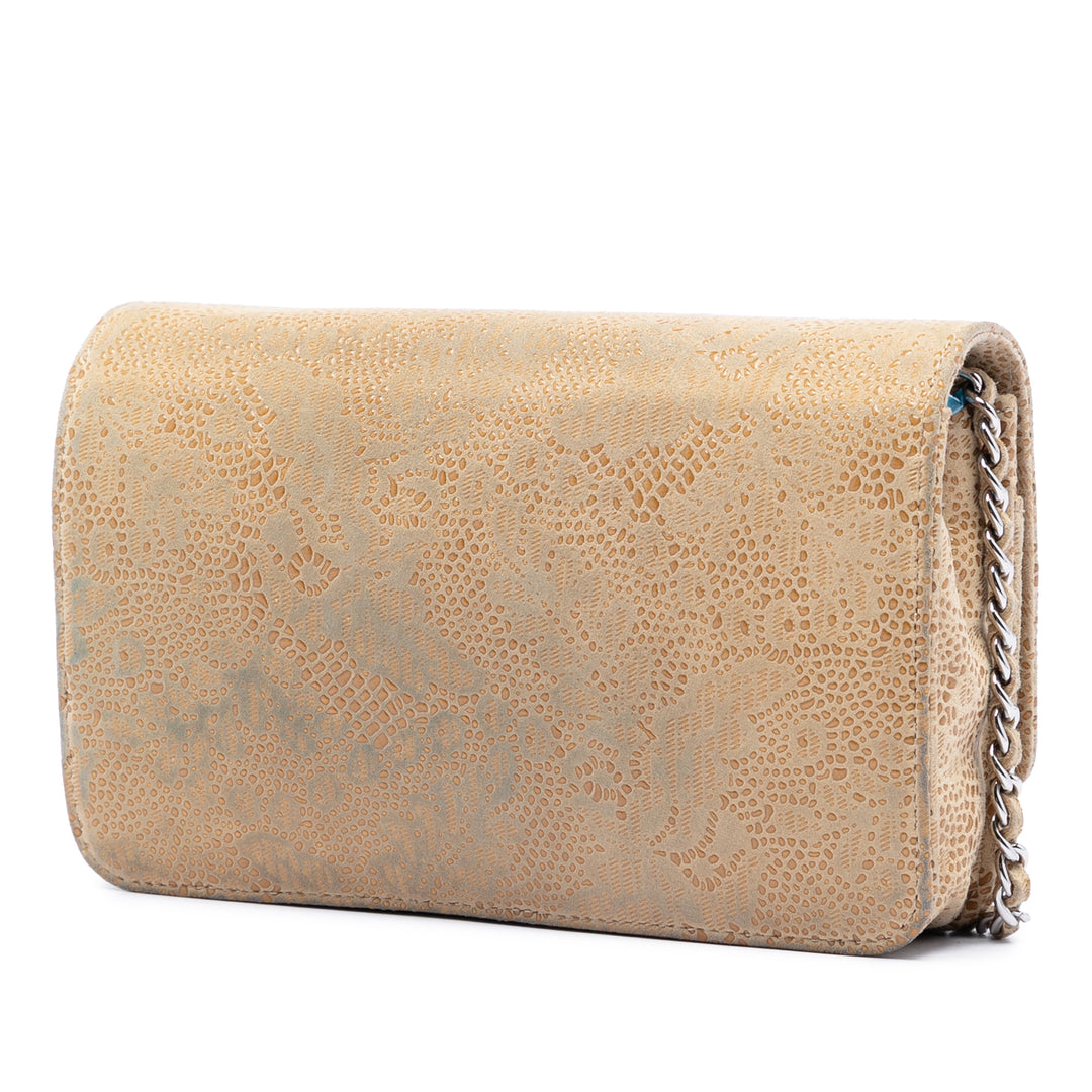 Chanel CC Lace Overlay Cuir de chèvre Wallet on Chain