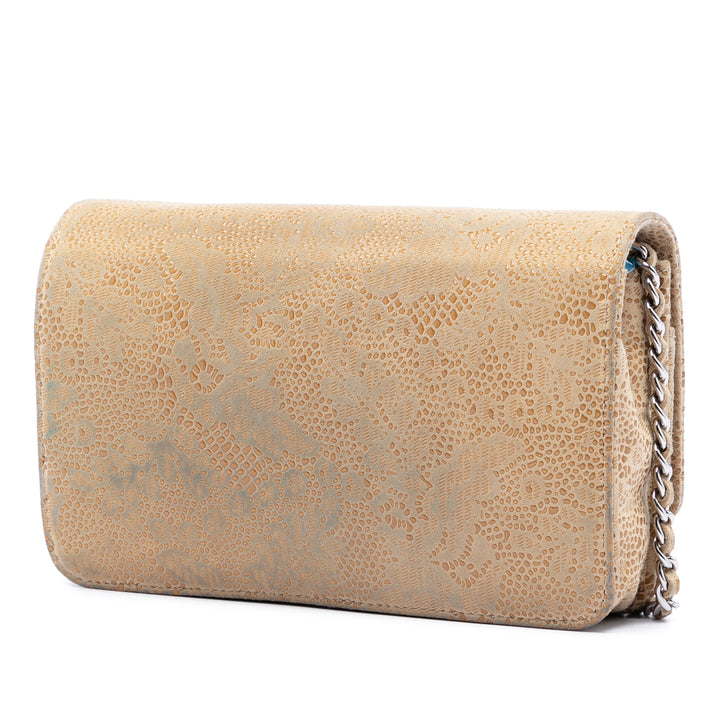 Chanel CC Lace Overlay Cuir de chèvre Wallet on Chain