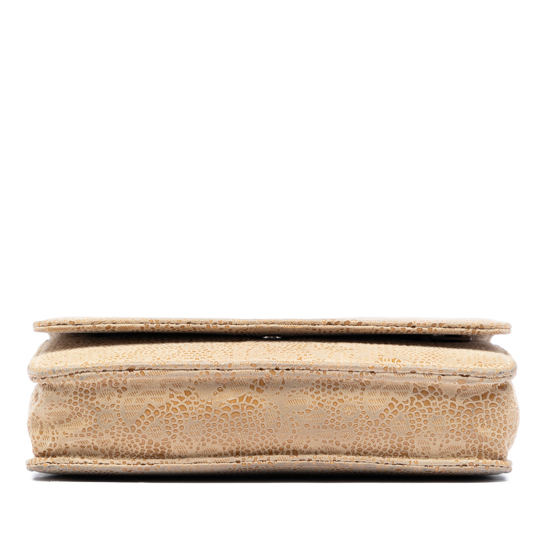Chanel CC Lace Overlay Cuir de chèvre Wallet on Chain
