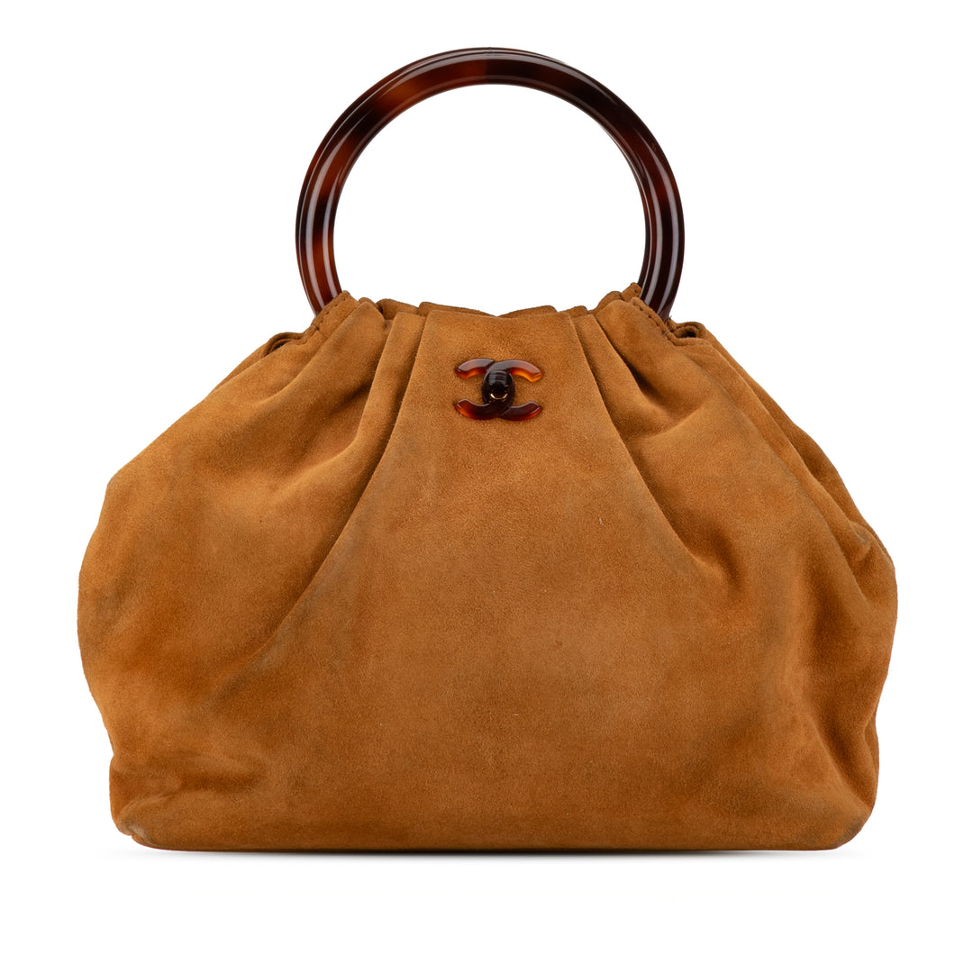 CC Suede Tortoise Ring Handbag Brown - Gaby Paris