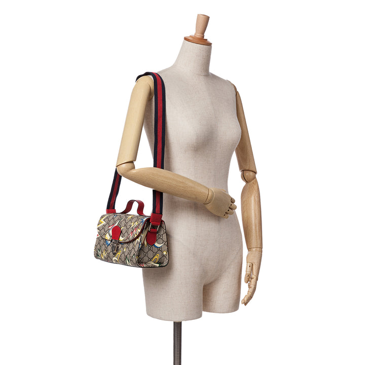 Small GG Supreme Web Childrens Top Handle Bag Brown - Gaby Paris