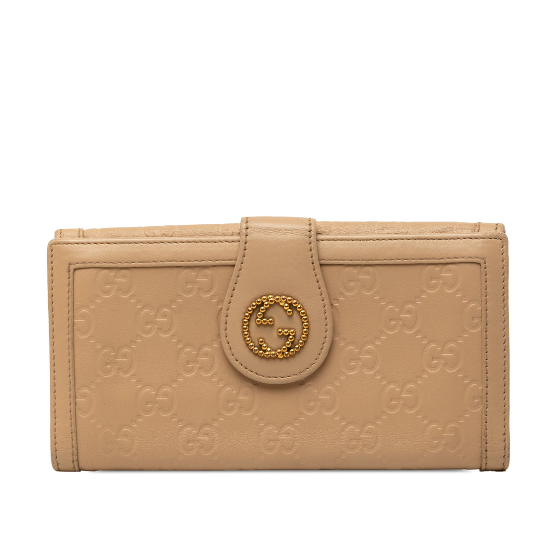 Gucci Portefeuille Guccissima long Beige – vue principale – GABY PARIS