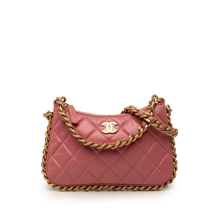 Chanel CC Matelassé Trendy Sac rond à chaîne Hobo Cuir d'agneau