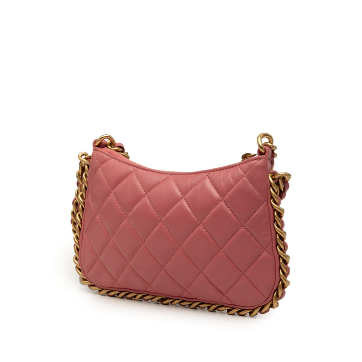Chanel CC Matelassé Trendy Sac rond à chaîne Hobo Cuir d'agneau