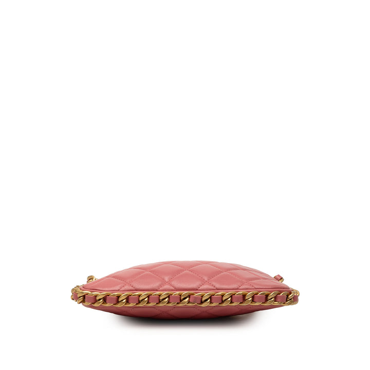 Chanel CC Matelassé Trendy Sac rond à chaîne Hobo Cuir d'agneau