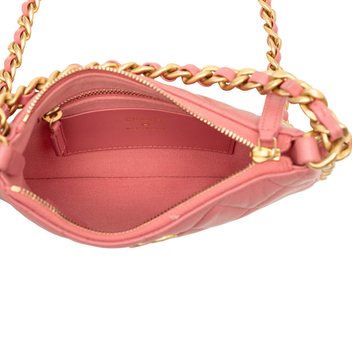 Chanel CC Matelassé Trendy Sac rond à chaîne Hobo Cuir d'agneau