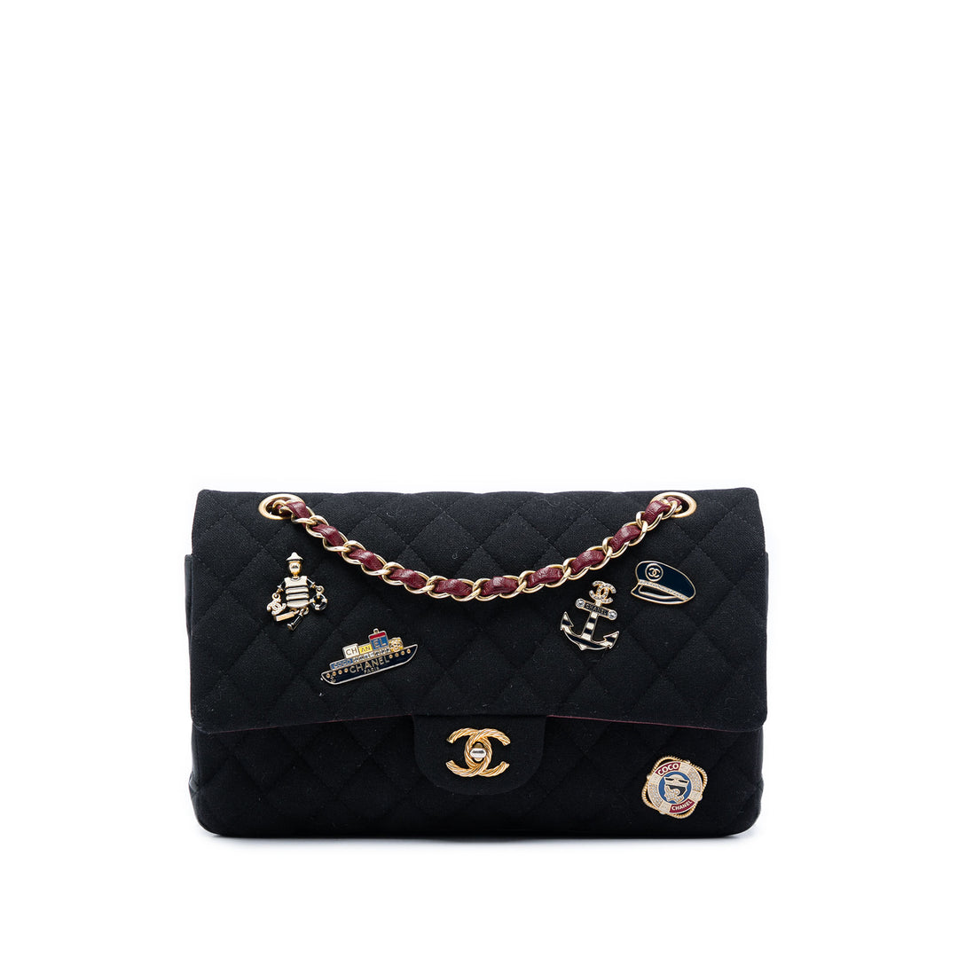 Chanel Paris Hamburg Classic Jersey Coco Sailor Charms Double rabat Moyen Tissu