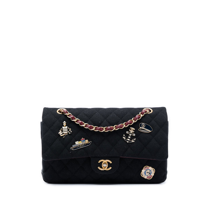Chanel Paris Hamburg Classic Jersey Coco Sailor Charms Double rabat Moyen Tissu