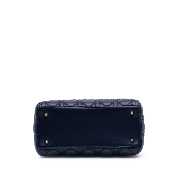 Medium Lambskin Cannage Lady Dior Blue - Gaby Paris