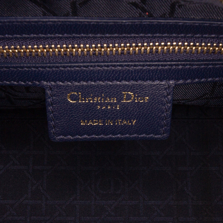 Medium Lambskin Cannage Lady Dior Blue - Gaby Paris