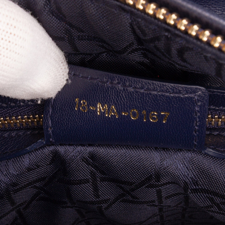Medium Lambskin Cannage Lady Dior Blue - Gaby Paris