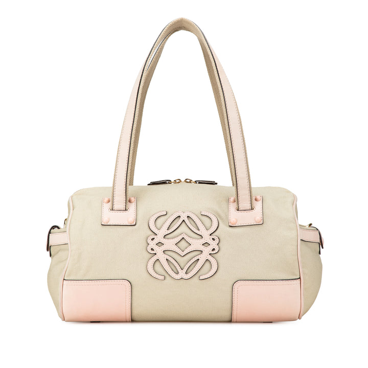 Anagram Canvas Shoulder Bag Brown - Gaby Paris